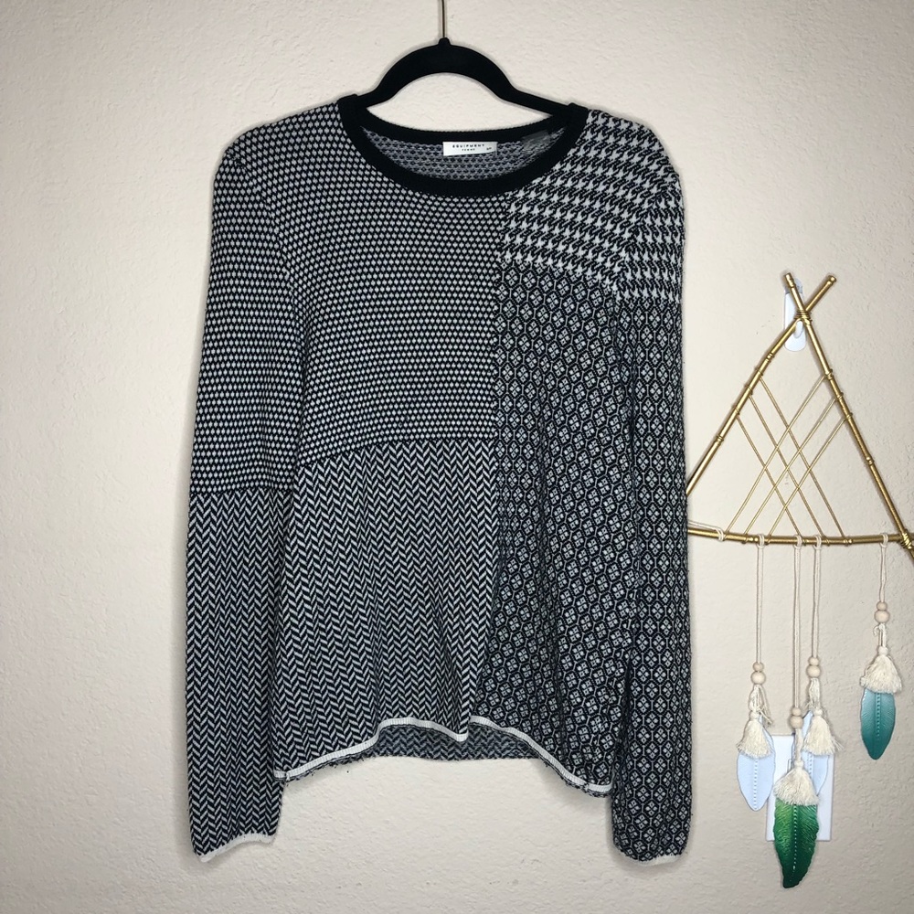 Equipment | Black & White Pattern Block Sweater